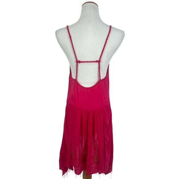 NWT Free People Pink Gold Embroidered Asymmetric Slip Dress | Boho Fairy Indie M - Picture 8 of 16